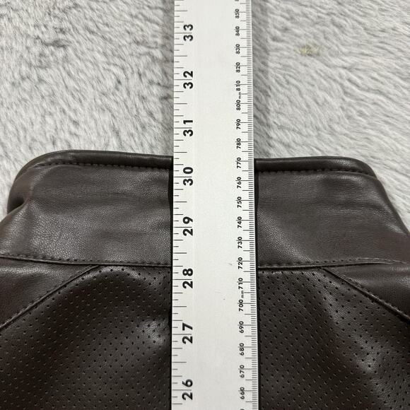 Michael Kors Jacket Mens 2XL Brown Faux Leather Moto Perforated Full Zip New NWT - Picture 13 of 13